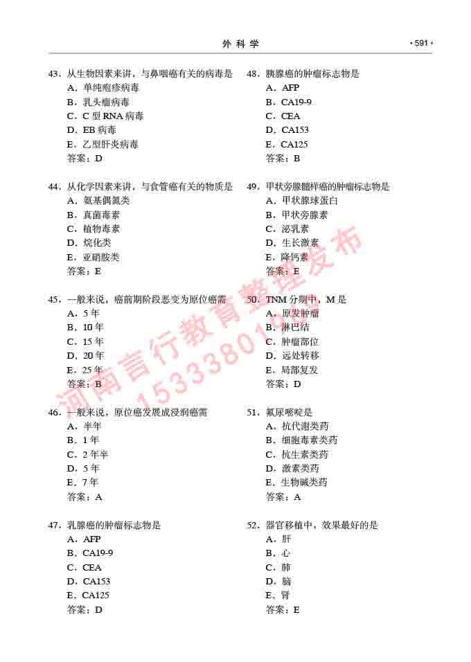 同等学力人员申请硕士研究生临床医学(外科学)专业学位证学科综合水平考试大纲及复习真题试卷与答案-591.jpg